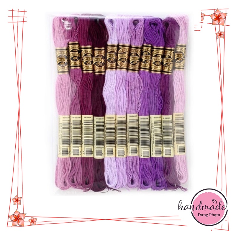 Giá 1k6/ tép🌿Tông mận tím /SET 11 TÉP CHỈ THÊU - Chỉ thêu COTTON CXC/ MS 22