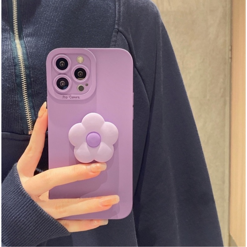 Ốp lưng ip pro camera màu tím hoạ tiết 1 hoa - 5 hoa màu tím dành cho ip