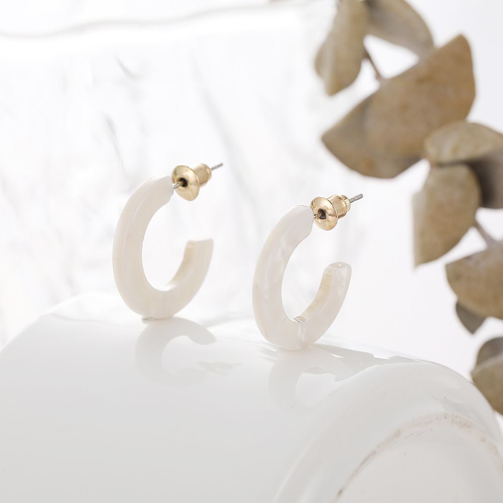 Khuyên Tai Vòng Chữ C Bằng Nhựa Acrylic Thanh Lịch Cho Nữ