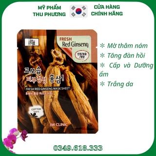 5 Mặt nạ giấy nhân sâm đỏ mỹ phẩm dưỡng da thiên nhiên chính hãng Hàn Quốc 3W Clinic Fresh red gingseng mask sheet