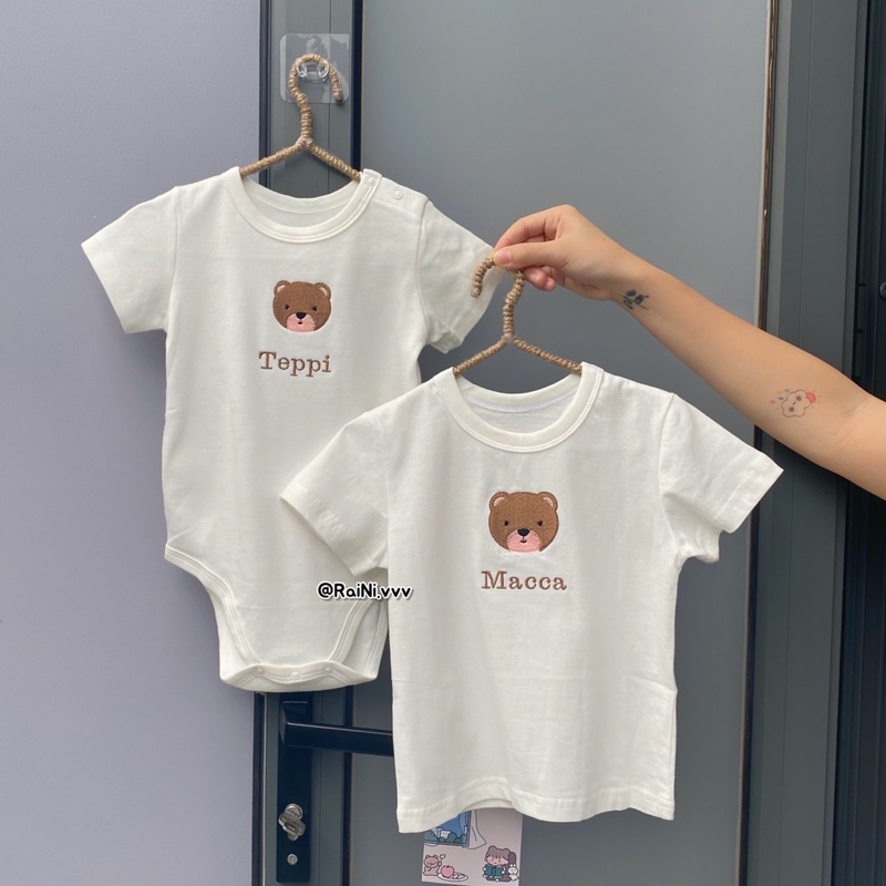 Body chip, áo thun thêu tên theo yêu cầu cho bé size 59-90 chất 100% cotton.