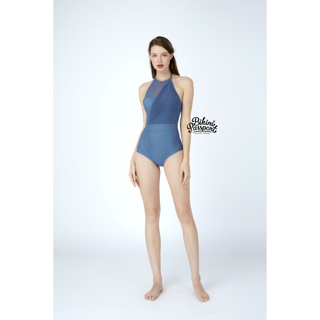Đồ bơi Nữ BIKINI PASSPORT kiểu Một mảnh yếm lưới cách điệu- màu Xanh da trời - BS146_BU