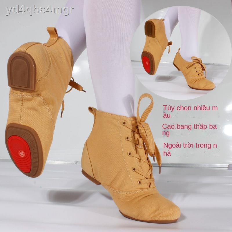♛⊕Giày jazz đế cao dance boots nữ dành cho người lớn tập thể dục mềm yoga canvas body trẻ em múa ba lê