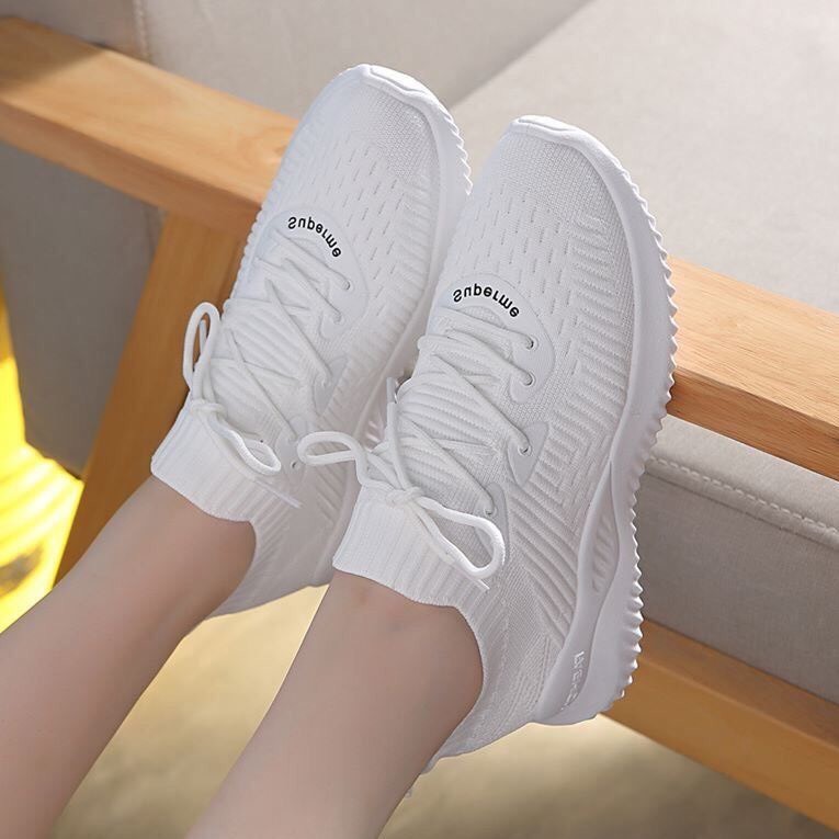 Giày sneaker nữ cổ chun cao cấp,Vải dệt thoáng khí,Đế cao su cao 4cm .(Lưu ý Phom rộng lùi lại 1 ri ak) | BigBuy360 - bigbuy360.vn