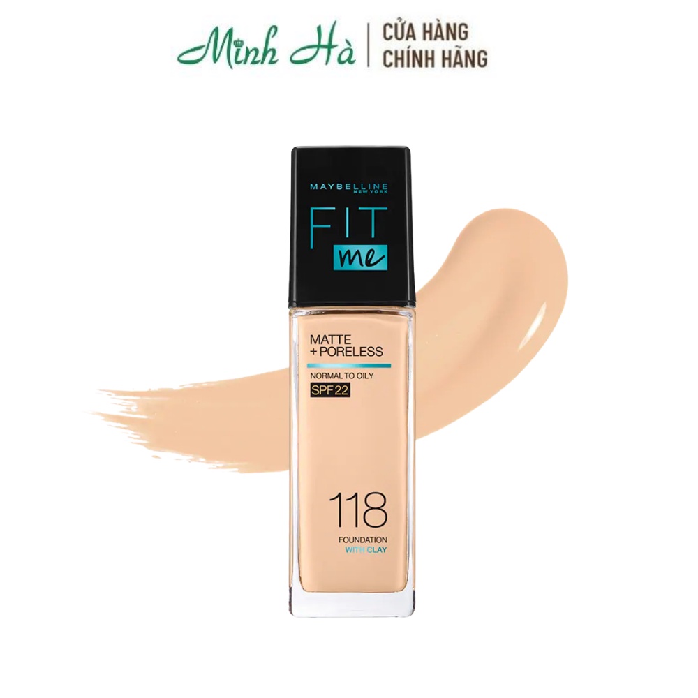 Kem nền Maybelline Fit Me Matte + Poreless màu 118 Light Beige 30ml cho lớp nền mịn, lì tự nhiên và kiềm dầu