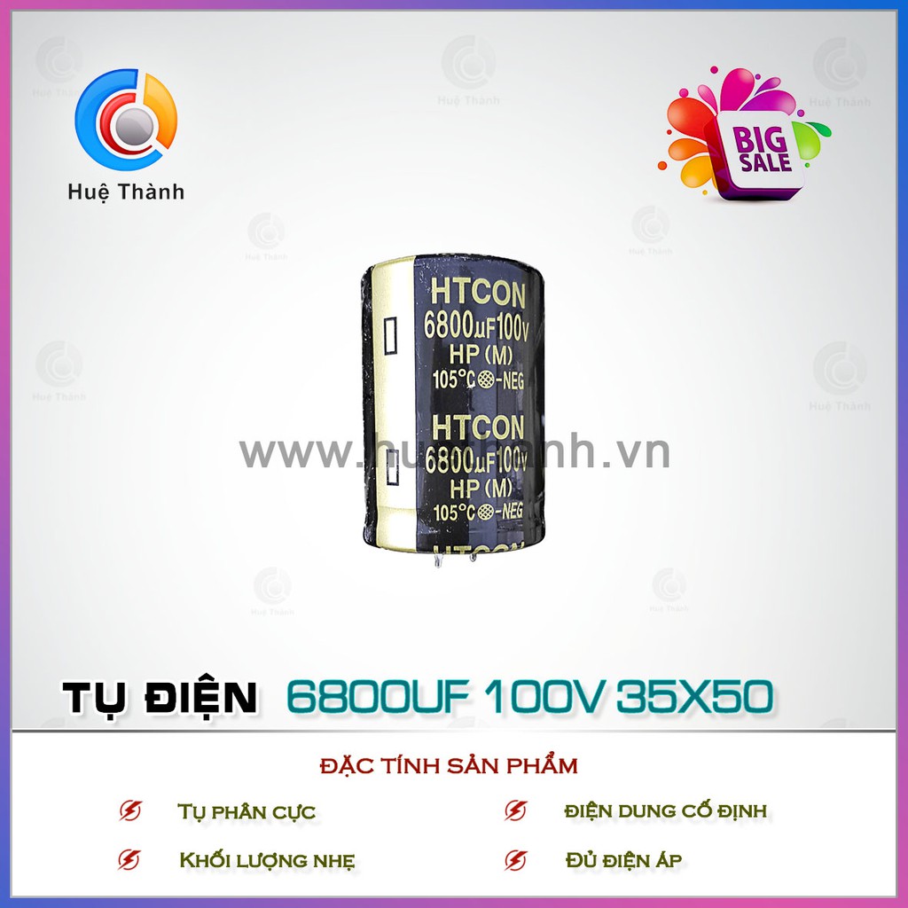 Tụ điện 100V 6800UF 35*50, đảm bảo tin dùng, chất lượng, hàng uy tín, giá rẻ cạnh tranh, hỗ trợ lâu dài