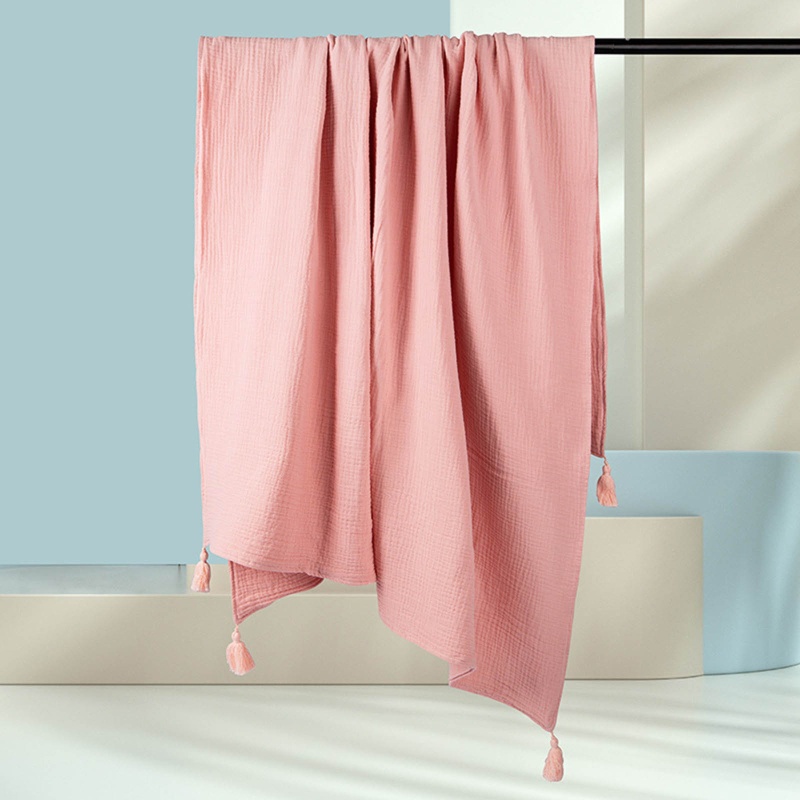 Chăn Cotton 4 Lớp 120x150cm Mềm Mại Màu Trơn Dùng Khi Ngủ Dành Cho Em Bé
