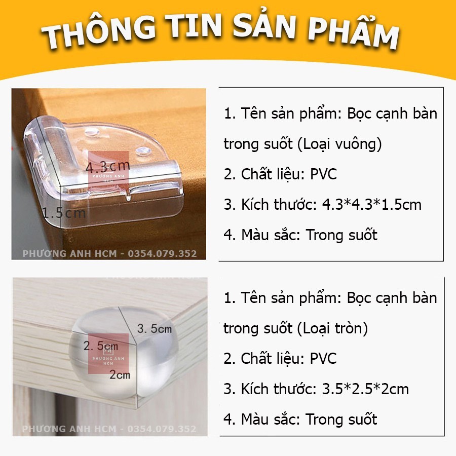 Miếng bịt góc bàn silicon, miếng che góc bàn an toàn cho trẻ - có sẵn keo dán