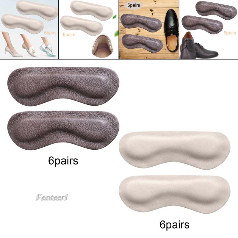 [Fenteer1] 6 Cặp Miếng Lót Gót Giày Cao Gót Bằng Da PU Mềm Chống Trượt