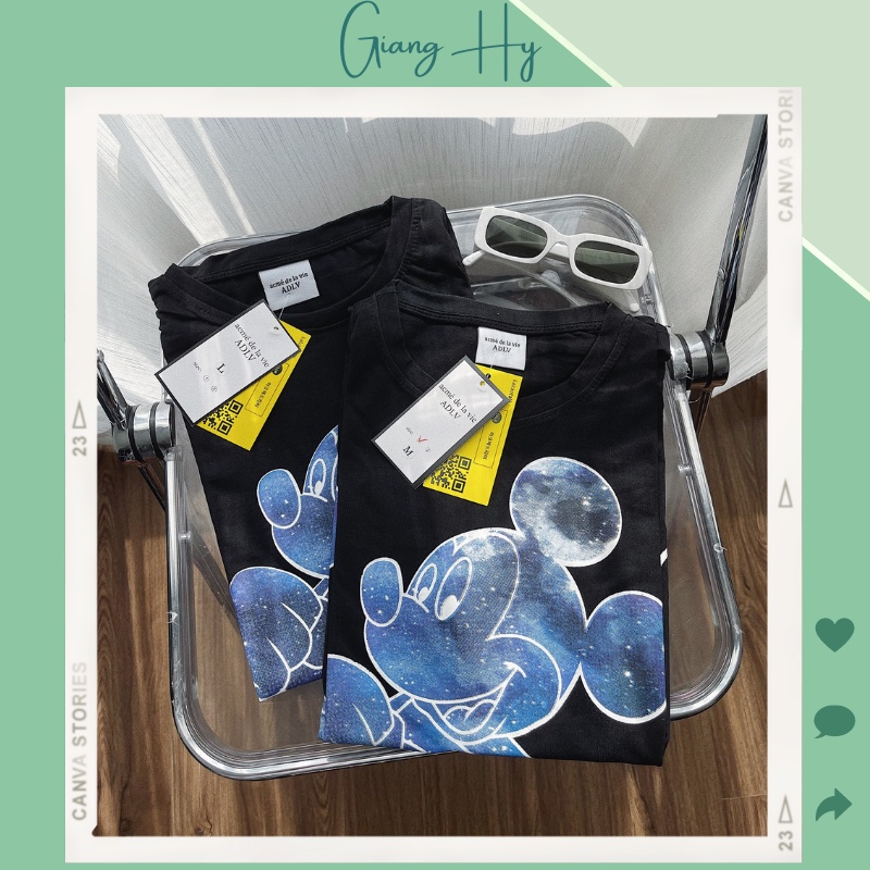 Áo phông nam nữ unisex form rộng tay lỡ A.D.L.V MICKEY