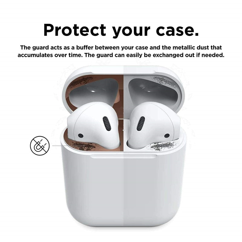 Miếng Dán Bằng Kim Loại Chống Bụi Cho Hộp Sạc Tai Nghe Airpods 1 / 2 / 3