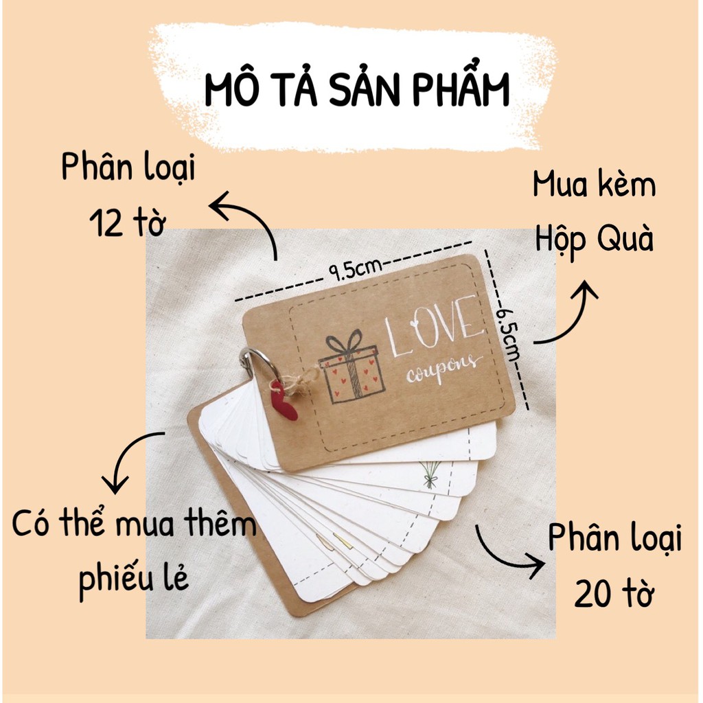 Love coupon phiếu tặng tình yêu có kèm hộp quà tặng dành cho cặp đôi dịp kỷ niệm anniversary valentine Góc Nhà gocnha