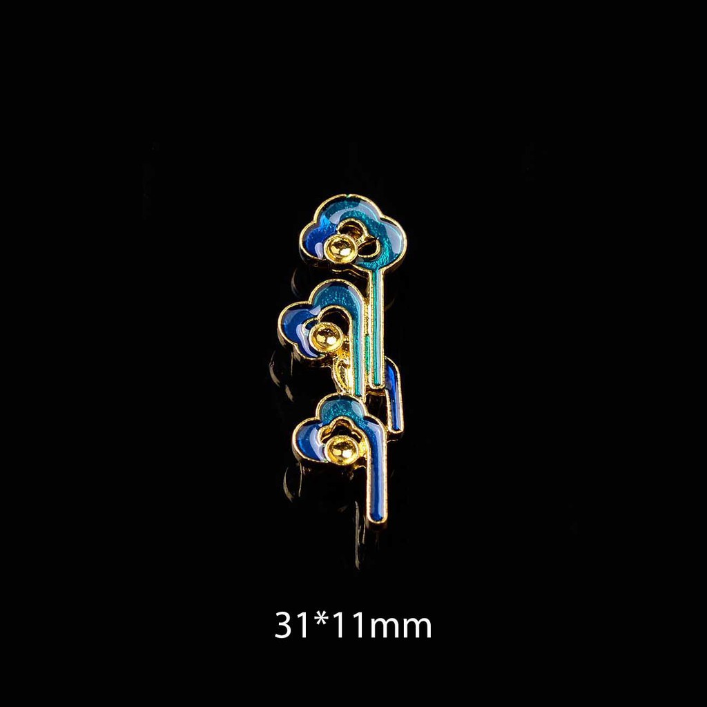 1 phiến đúc họa tiết charm kim loại tráng men - nguyên liệu làm trâm, làm trang sức