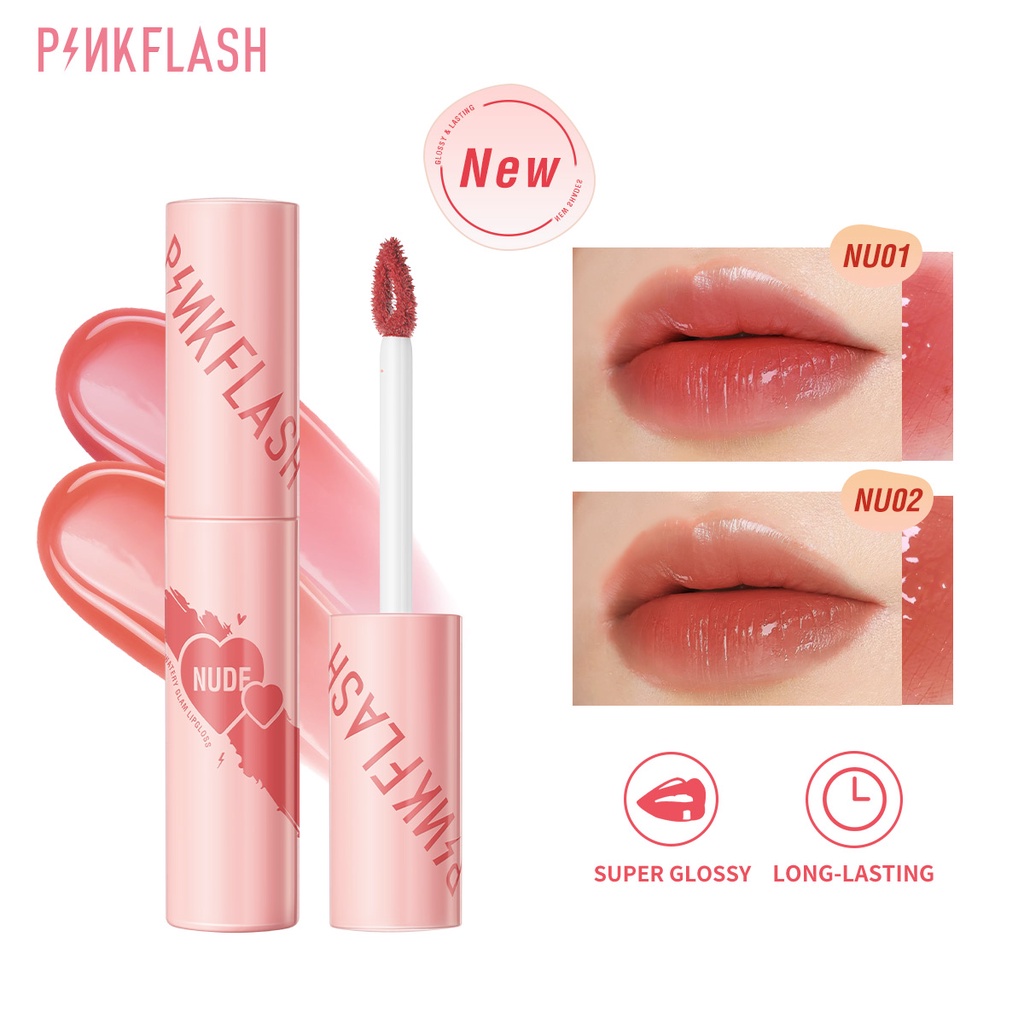 PINKFLASH Son môi Dính nước Son Kem Siêu bóng Tint Dưỡng ẩm Không dính Lâu trôi 30g