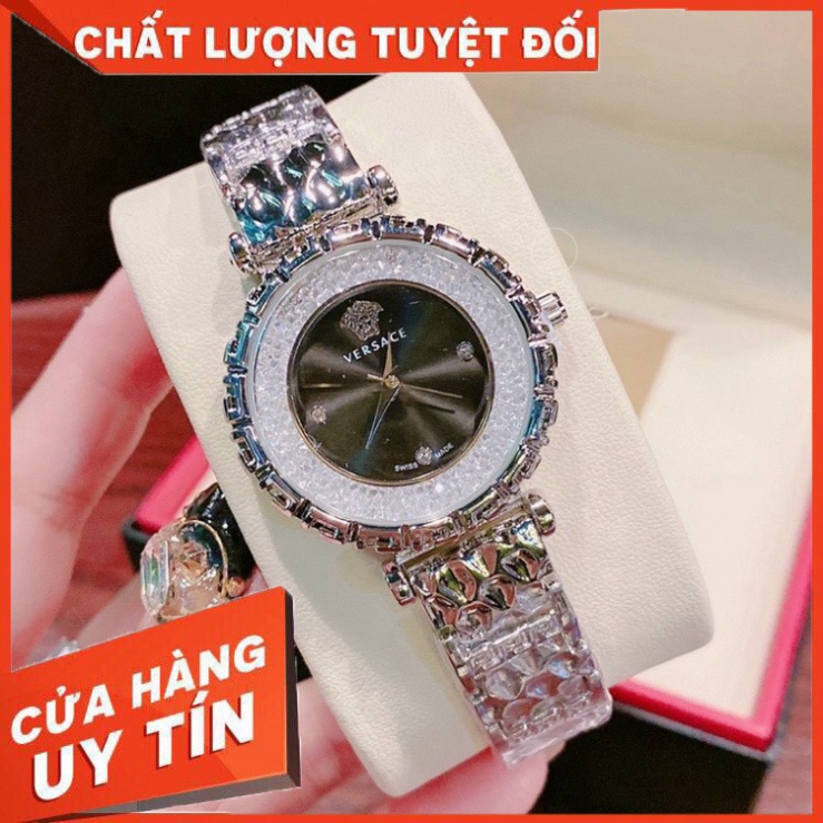 Đồng hồ nữ cao cấp, đồng hồ đeo tay thời trang VERSACE dây kim loại viền thép chống nước Siêu Hót - Hàng nh