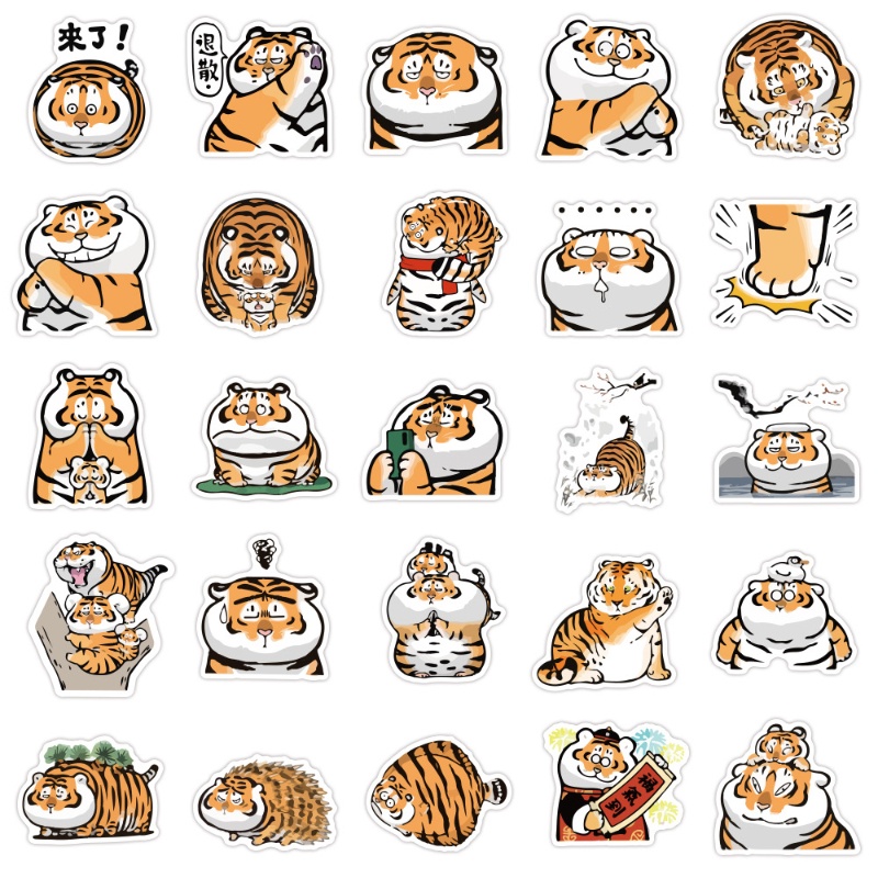 100 Miếng Dán Vinyl Chống Nước Hình Con Hổ Dễ Thương
