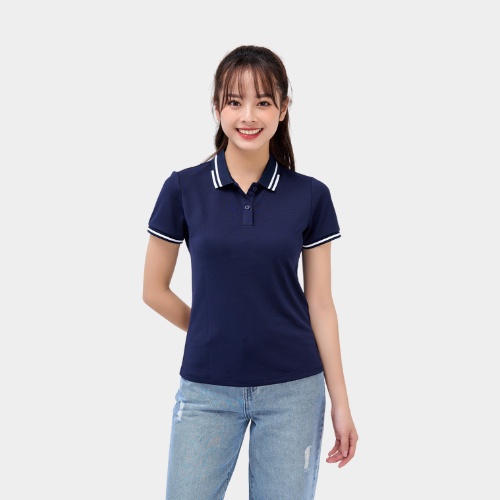 Áo polo nữ YODY chất cotton cafe bỏ kẻ APN5070