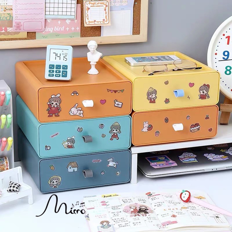 [Tặng sticker] Kệ đa năng Morandi- tủ mini để bàn sắc màu trong BST decor bàn học mới nhất 2021 - Mimo