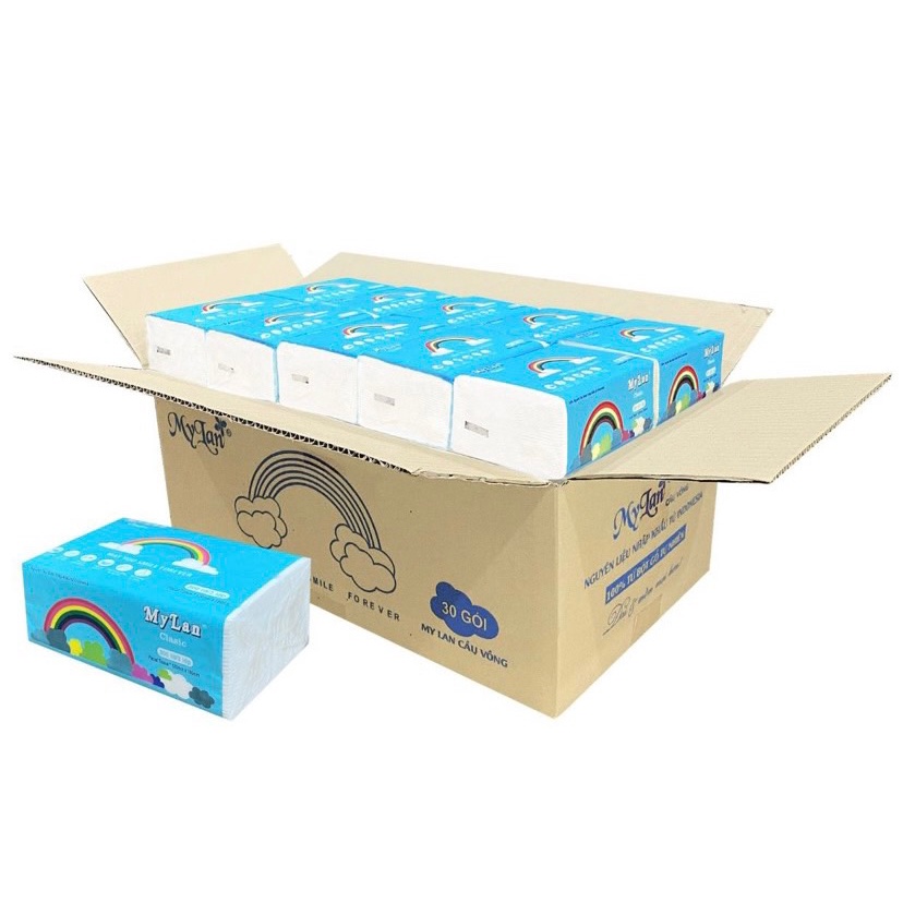 FREE SHIP - Thùng 30 gói giấy ăn trắng CV cao cấp chuẩn hàng loại 1 siêu dai, siêu mịn