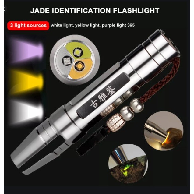 Đèn Pin LED 3in1, sáng Trắng-Vàng-Tím UV giúp nhận dạng trang sức