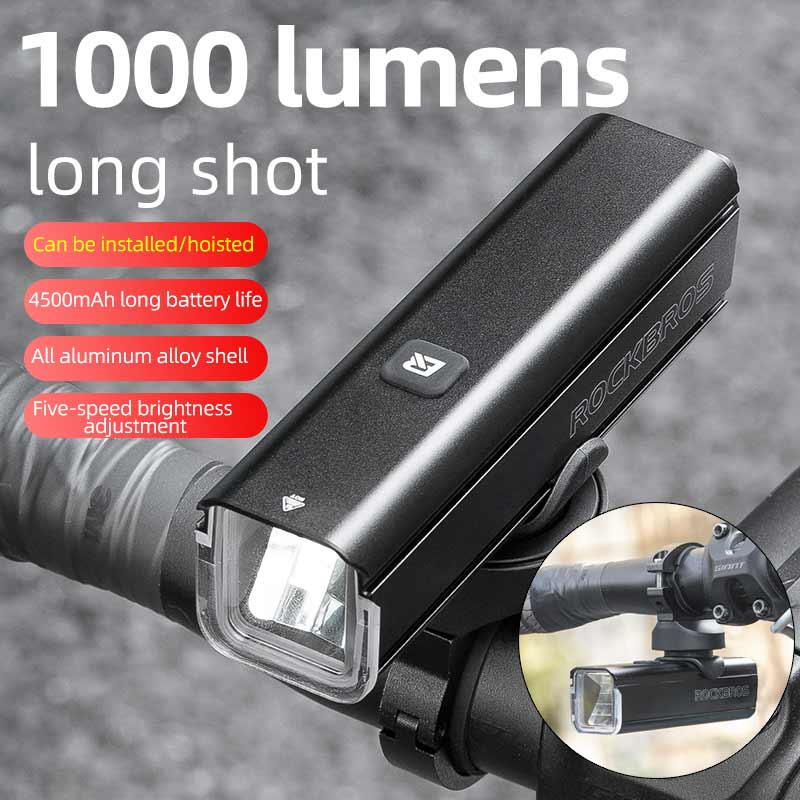 Đèn pha trước / sau ROCKBROS có thể sạc lại loại C IPX6 1000 lumens 4500 MAh dành cho xe đạp leo núi
