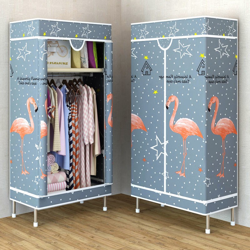 Tủ quần áo đơn giản khép kín hoàn toàn tủ quần áo bằng vải có khóa kéo đơn giản kiểu kinh tế hiện đại Giá để đồ tủ treo