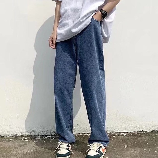Quần Jeans Ống Rộng Phong Cách Hong Kong Trẻ Trung Hàng Mới Dành Cho Nam