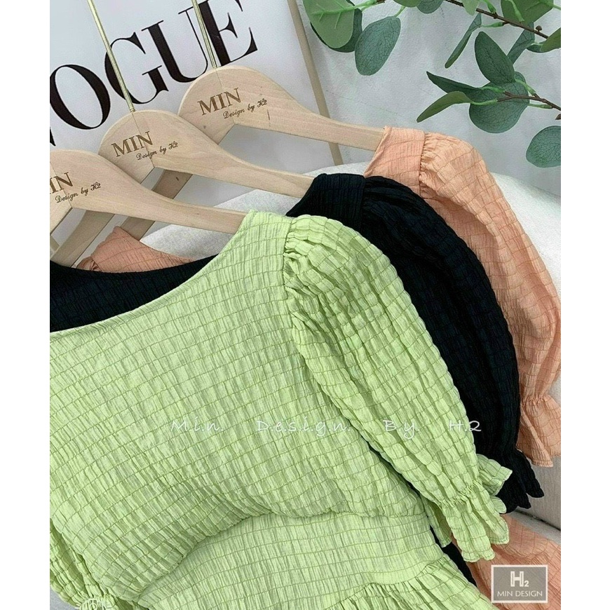 Đầm váy nữ cổ tròn tay phồng Mooking ( có mút ngực, có lót ) tôn dáng trẻ trung sang trọng thanh lịch siêu xinh