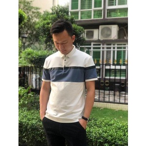 Áo thun nam, áo polo cổ bẻ ngắn tay phối kẻ vải cá sấu cao cấp -KO Fashion