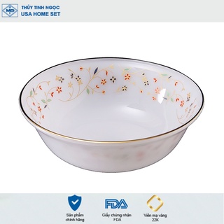 Tô loe viền vàng 22K họa tiết hoa mùa xuân Thủy Tinh Ngọc USA Homeset cao cấp nhập khẩu chính hãng