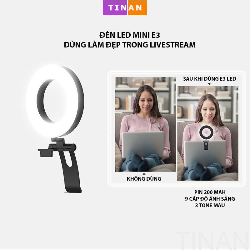 Đèn LED Mini E3, Không Dây, Dùng Làm Đẹp Trong Livestream