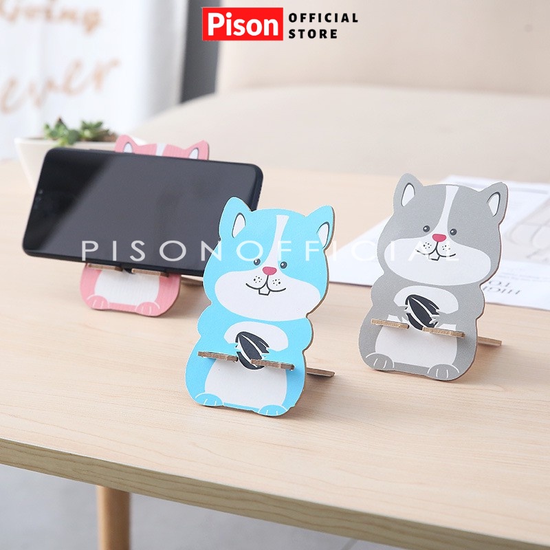 Giá đỡ điện thoại bằng gỗ Pison có thể gấp gọn chống tê mỏi tay - PK046 - 01 cái