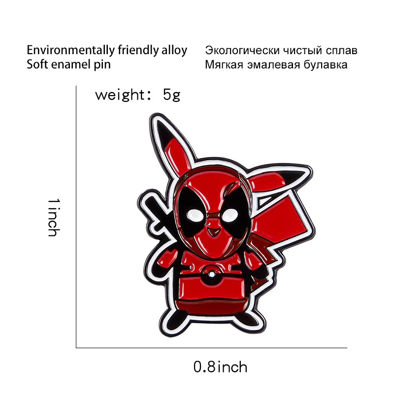 Pin cài áo Pikachu cosplay Deadpool Marvel siêu ngầu - GC128