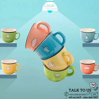 Ly sứ CHEESE cao cấp 4 MÀU dung tích 220ml, họa tiết LOGO DỄ THƯƠNG, cốc sứ quà tặng thông điệp giản dị đáng yêu ý nghĩa