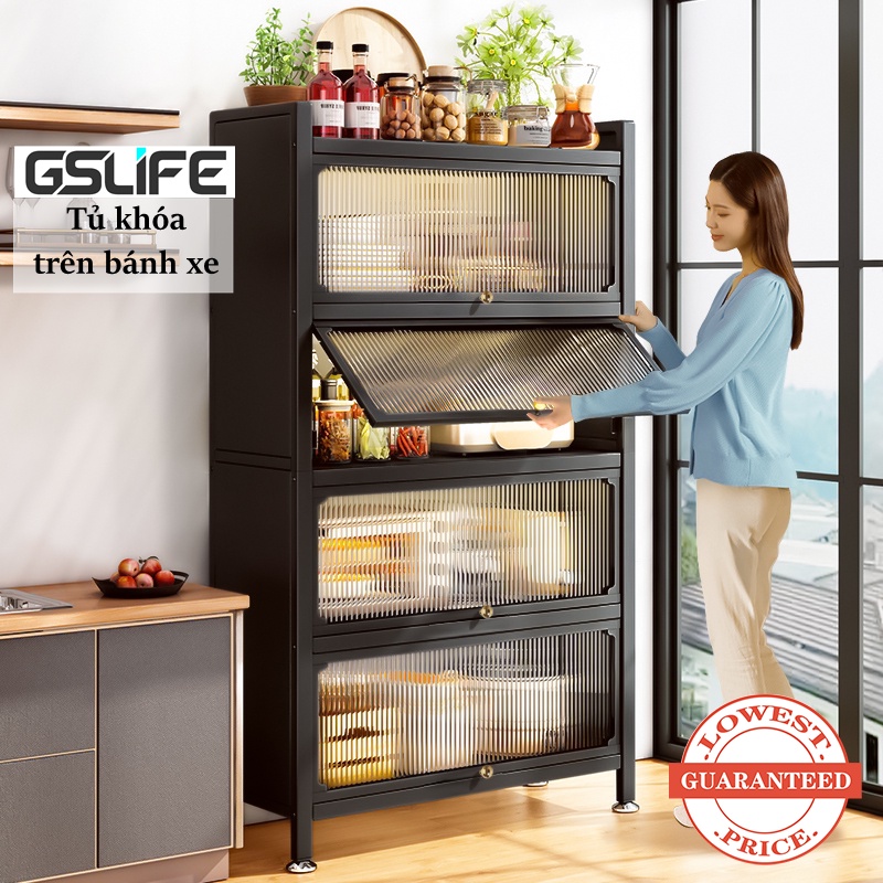 GSlife Kệ Để Đồ 2/4/5 Tầng- Kệ Nhà Bếp Đa Năng Thông Minh Kệ Vi Sóng, Thép Carbon Màu Đen, Chống Bụi