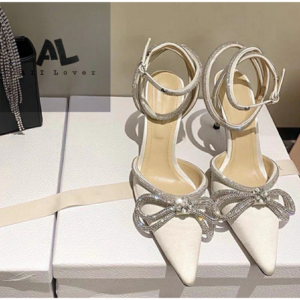GIÀY THỜI TRANG ALI LOVER - SANDAL CAO GÓT NƠ ĐÍNH ĐÁ NHỌN - GUỐC NỮ HỞ HẬU 9 PHÂN M63