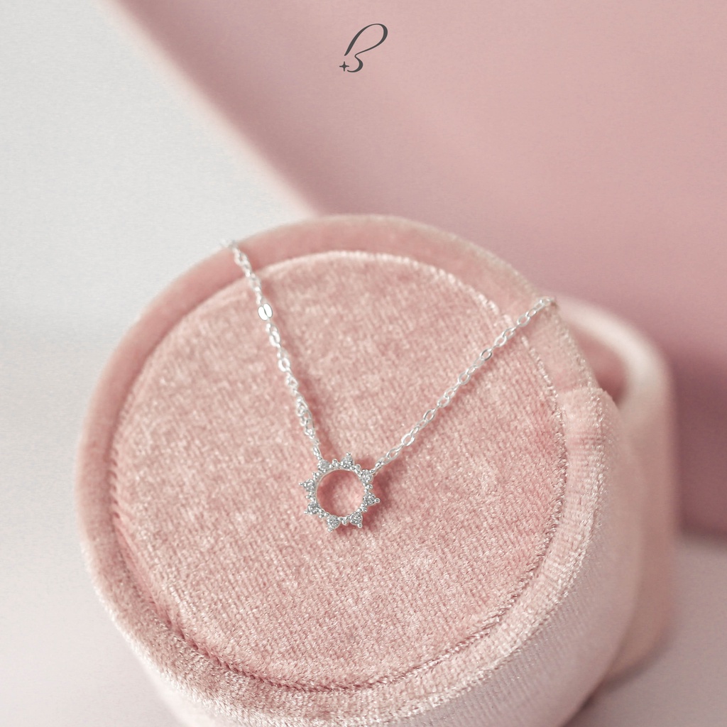 Dây Chuyền Bạc 925 Nữ BLING IT Mặt Tròn Đính Đá Cao Cấp - BIVC218