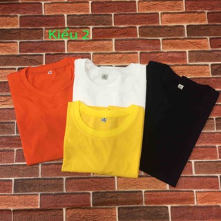Combo 4 áo thun trơn đơn giản (Trắng, Đen, Vàng, Cam)