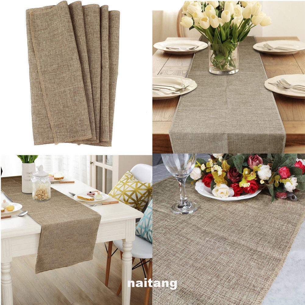 Hotel Imitated Linen Party Decoration Rectangular Solid Table Runner