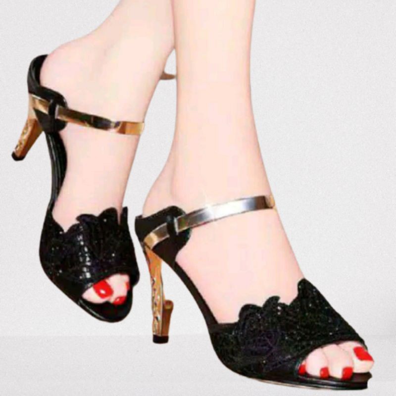 Giày Sandal Cao Gót 3Cm Zara Nhập Khẩu Chính Hãng Cho Nữ - Vitrof - Big Big San Divishoes Gót Gedacantic Pd345 (Realpict Ges Divishoes Gót Thổ Cẩm Màu Đen