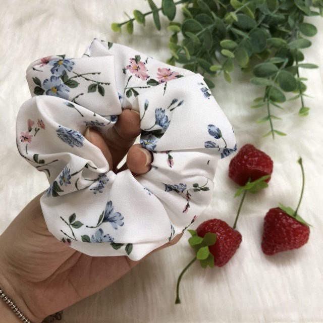 Chun buộc tóc vải scrunchies hoạ tiết vintage design by Clover