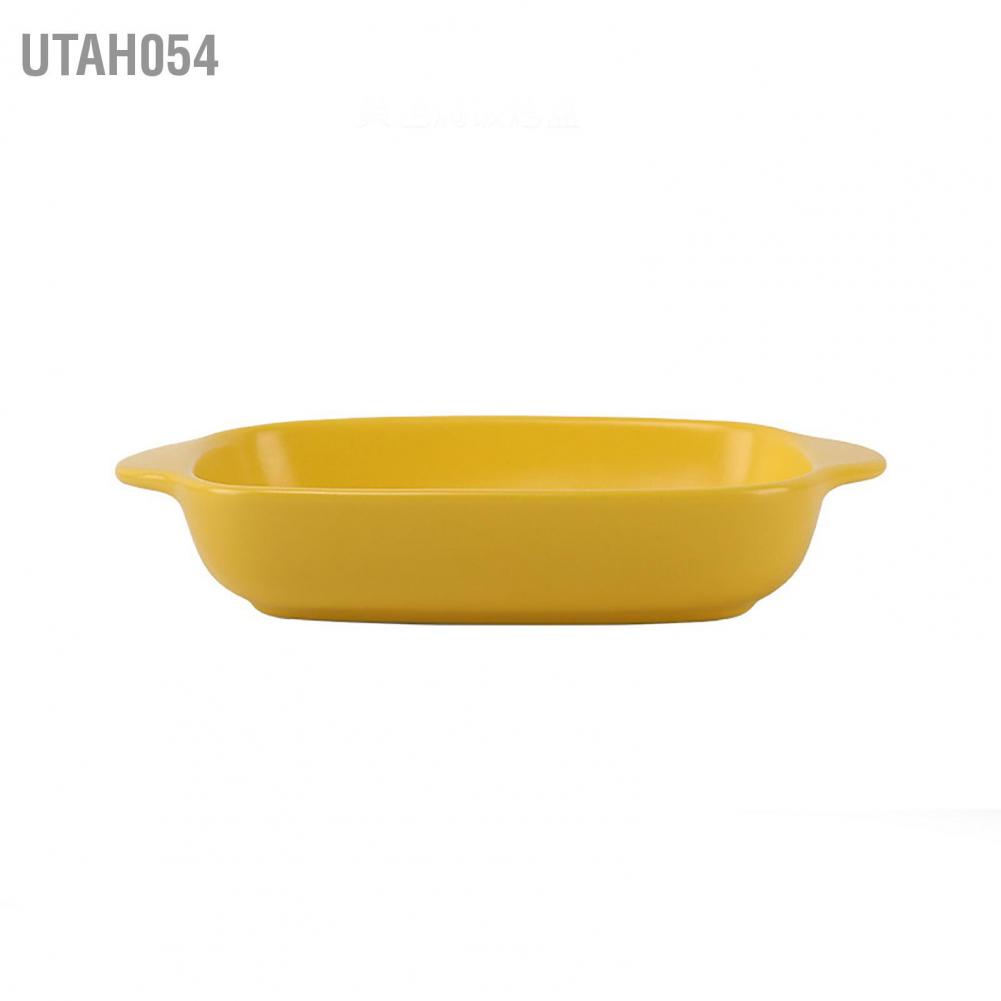 Hàng Sẵn (18*13.5*4cm) Khay chữ nhật sứ, Nướng Bánh,Chịu Nhiệt Đĩa nướng Kết cấu mờ đơn giản Chảo sứ hình chữ nhật cho lò vi sóng【Utah054】
