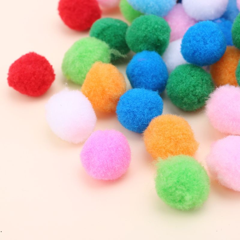 Set 100 Cục Bông Tròn Mềm Nhiều Màu 30mm Làm Đồ Thủ Công DIY