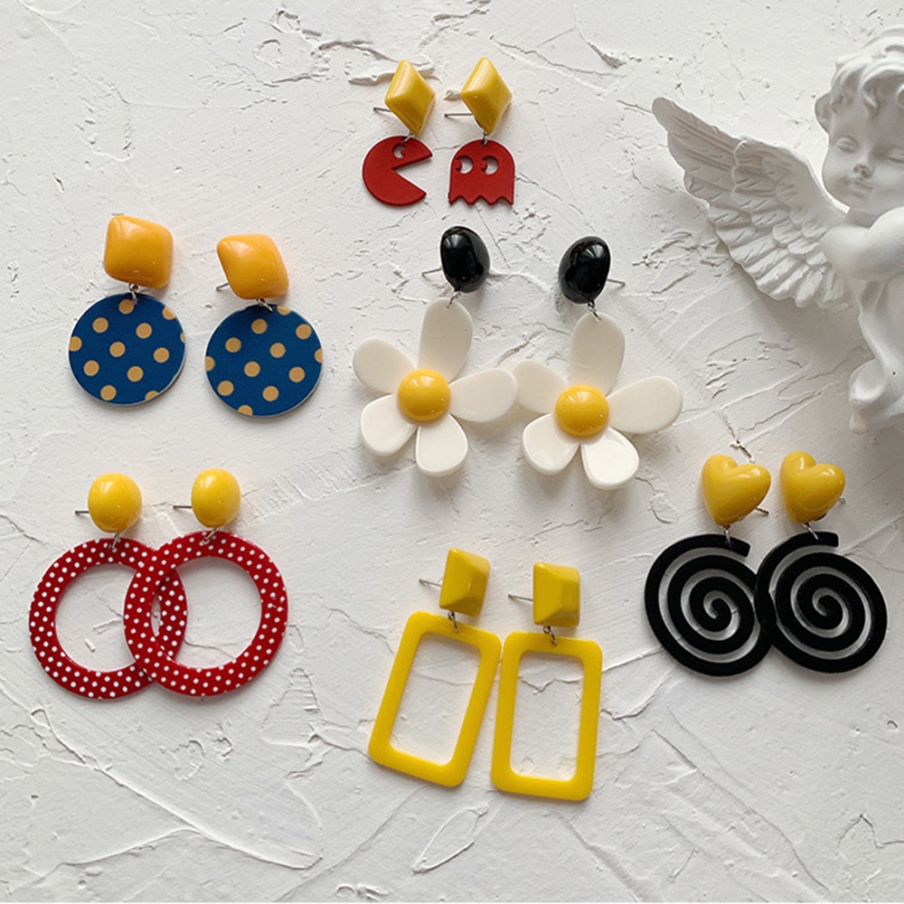 Khuyên tai nhựa acrylic dáng dài đong đưa thời trang Vintage dành cho nữ