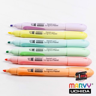 [DA ĐEN] Bộ 6 Màu Highlight Marvy Pastel