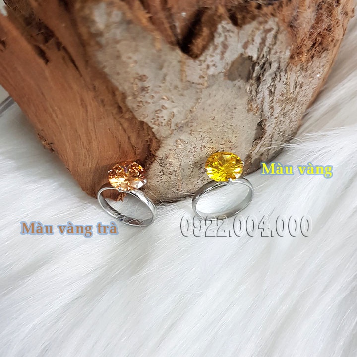 Nhẫn nữ đính viên đá màu lớn (10 li).