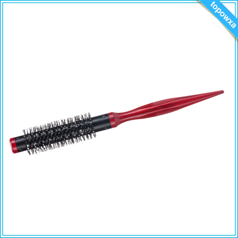 Lược Tròn Mini Chải Tóc Sợi Nylon Chống Tĩnh Điện Tay Cầm Bằng Gỗ Chống Tĩnh Điện