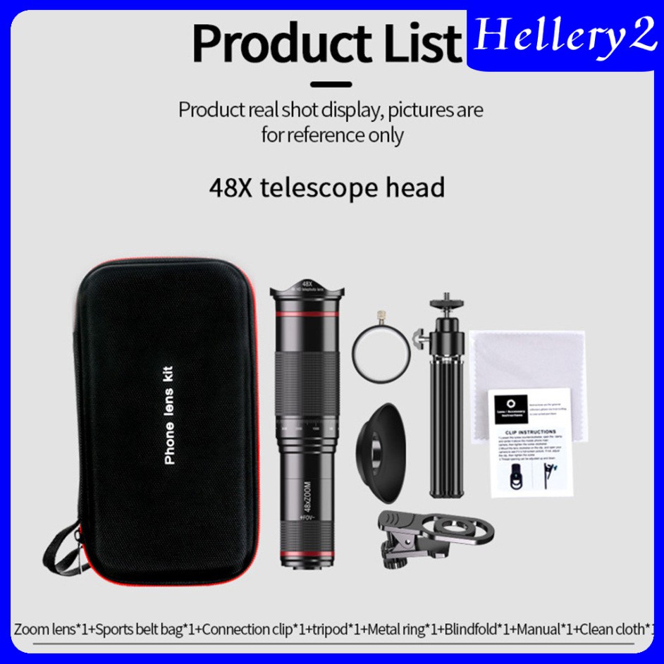 Ống Kính Phóng To 48X Hellery2 Có Kẹp Cho Điện Thoại Di Động / Máy Ảnh