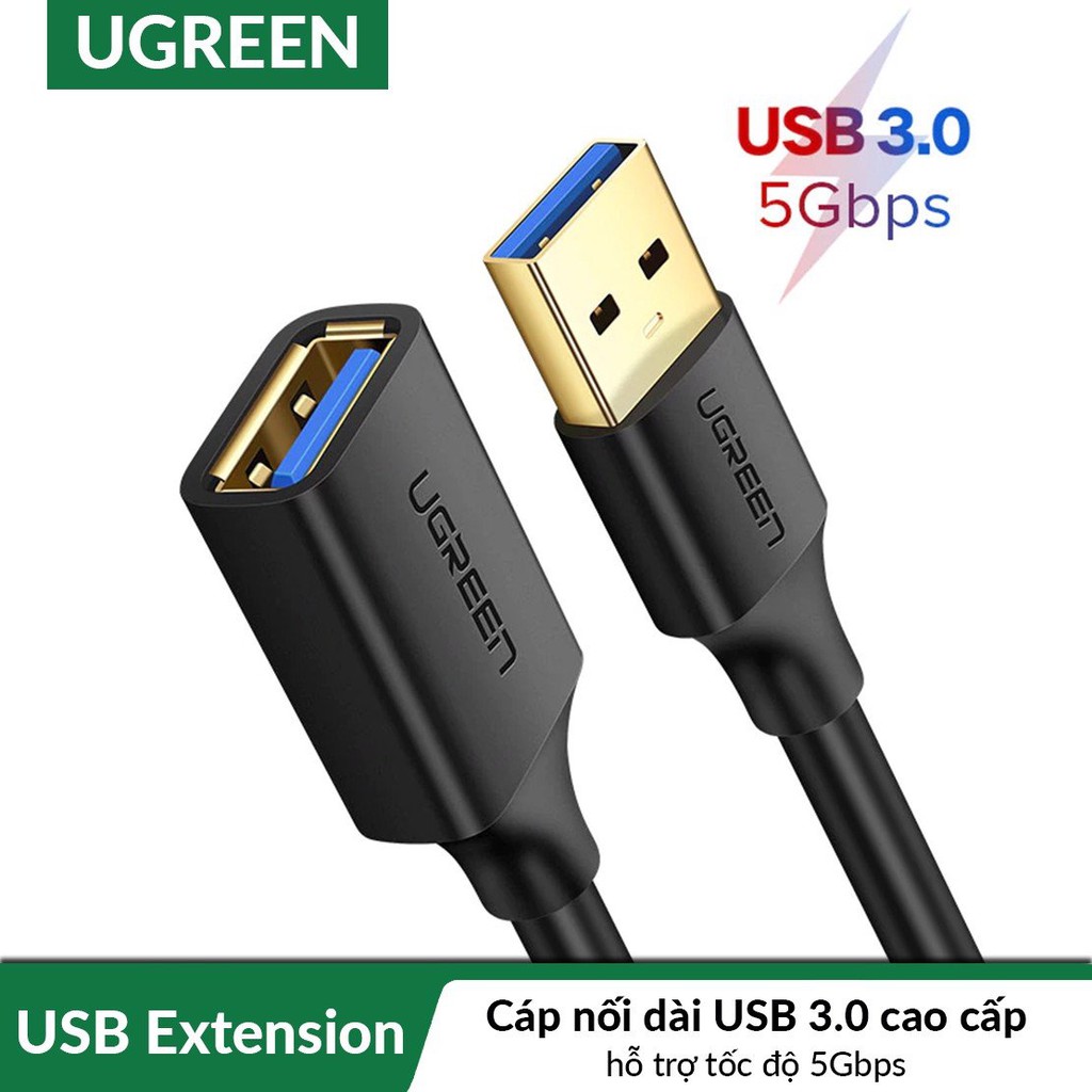 Cáp USB 3.0 Nối Dài 0,5 Mét Mạ Vàng Ugreen 30125 - Hàng Chính Hãng