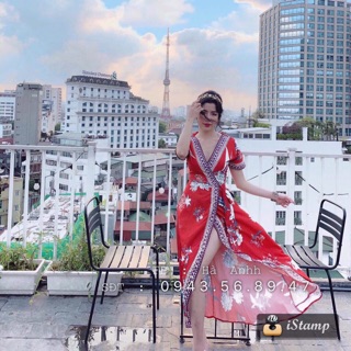 Đầm boho vintage viền cột eo xẻ tà ❤️❤️❤️❤️